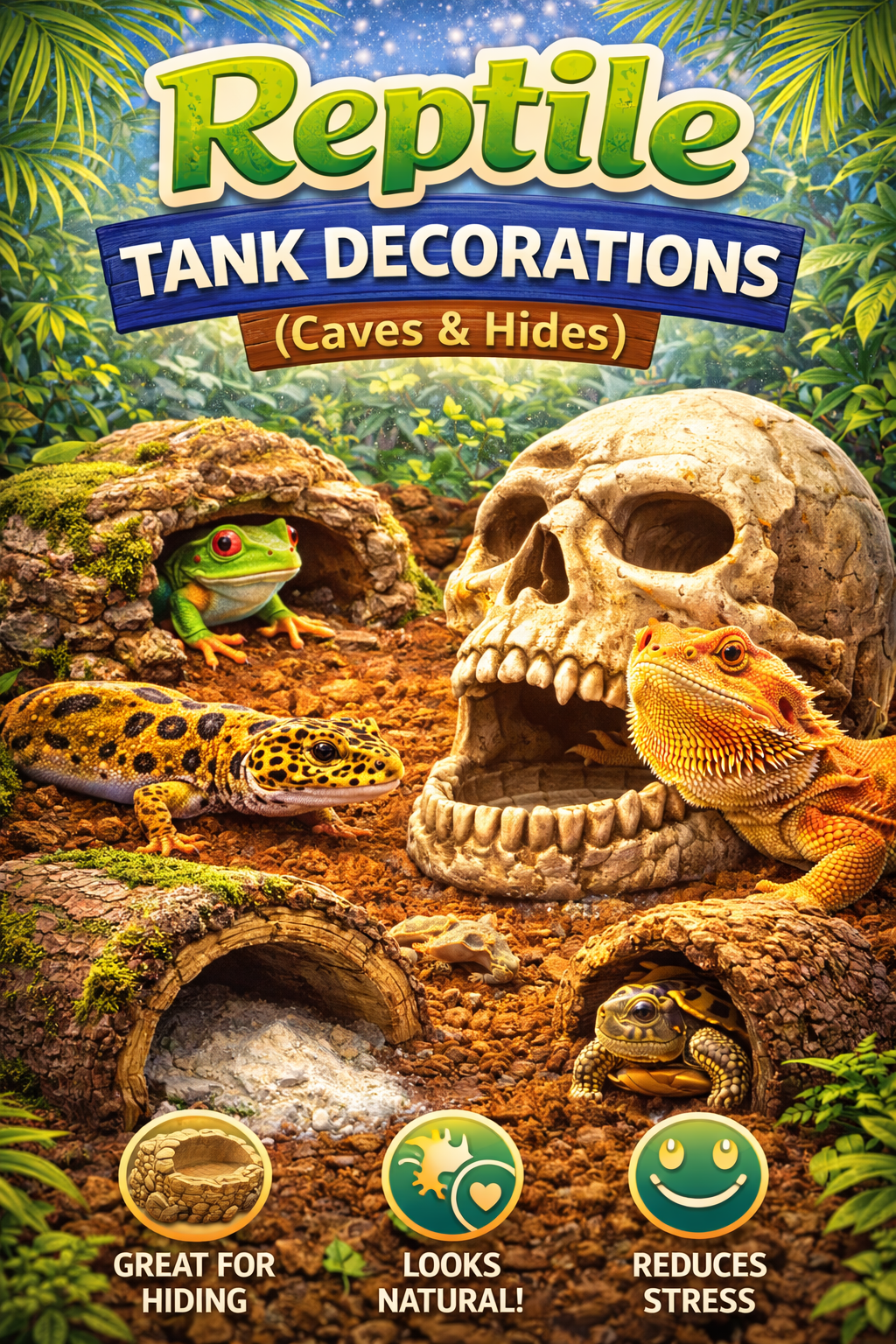 Reptile Tank Decorations (Caves & Hides)
